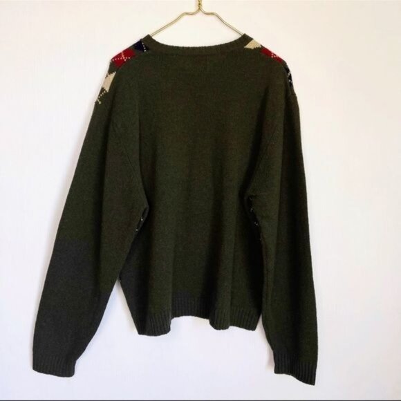 GAP 100% wool Green Classic Argyle V-Neck Grandpa’s Sweater XL - Picture 2 of 8